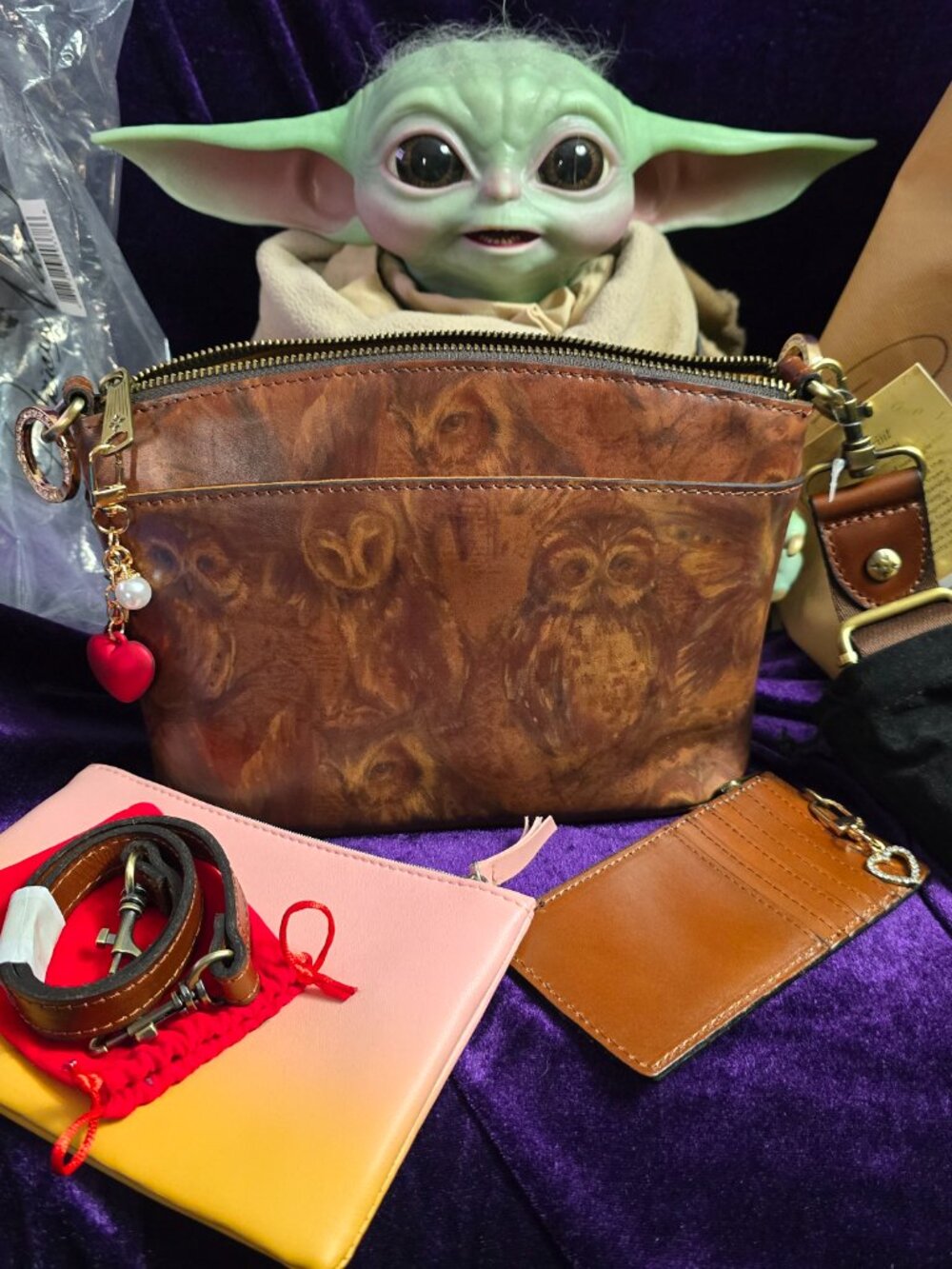 Patricia Nash Marcie Small Owl Leather Shoulder/Crossbody Bag - New